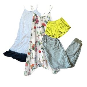 Lot of 4 Women’s Beach Pool Summer Outfit Sundress Cotton Joggers Shorts Size XS